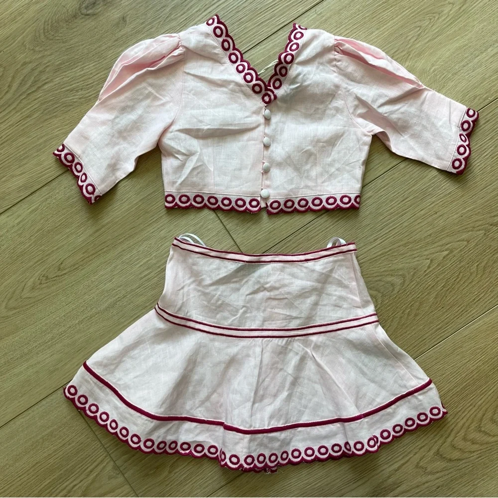 FANM MON x Dopple Kids Little Girls Mugla 2 Piece Embroidered Top + Skirt
